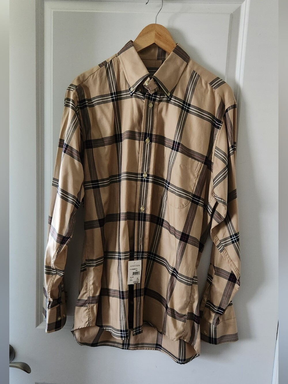 Burberry Beige Plaid Long-Sleeve Dress Shirt